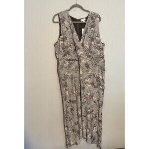 Morgan Taylor Ladies Floral V-neck Sleeveless‎ Maxi Dress 20w Asymmetric Hem